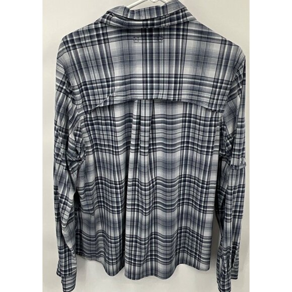 Men's 2XL Duluth Trading Co. Blue Plaid Fishing Nylon/Spandex Long-Sleeve Button - Picture 6 of 7